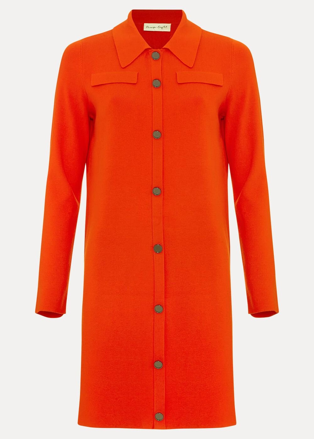 Azealia Fine Knit Collared Tunic Dress Orange