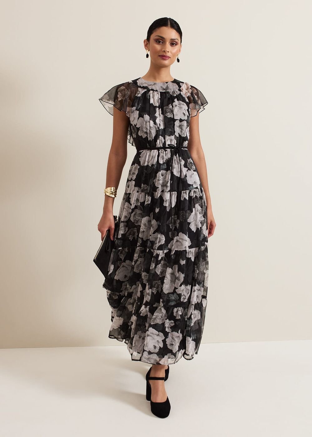 Jordine Floral Print Midaxi Dress Multi-Coloured