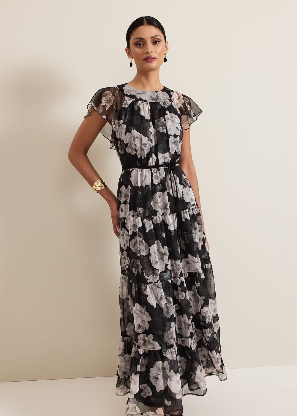 Jordine Floral Print Midaxi Dress Multi-Coloured