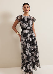 Jordine Floral Print Midaxi Dress Multi-Coloured