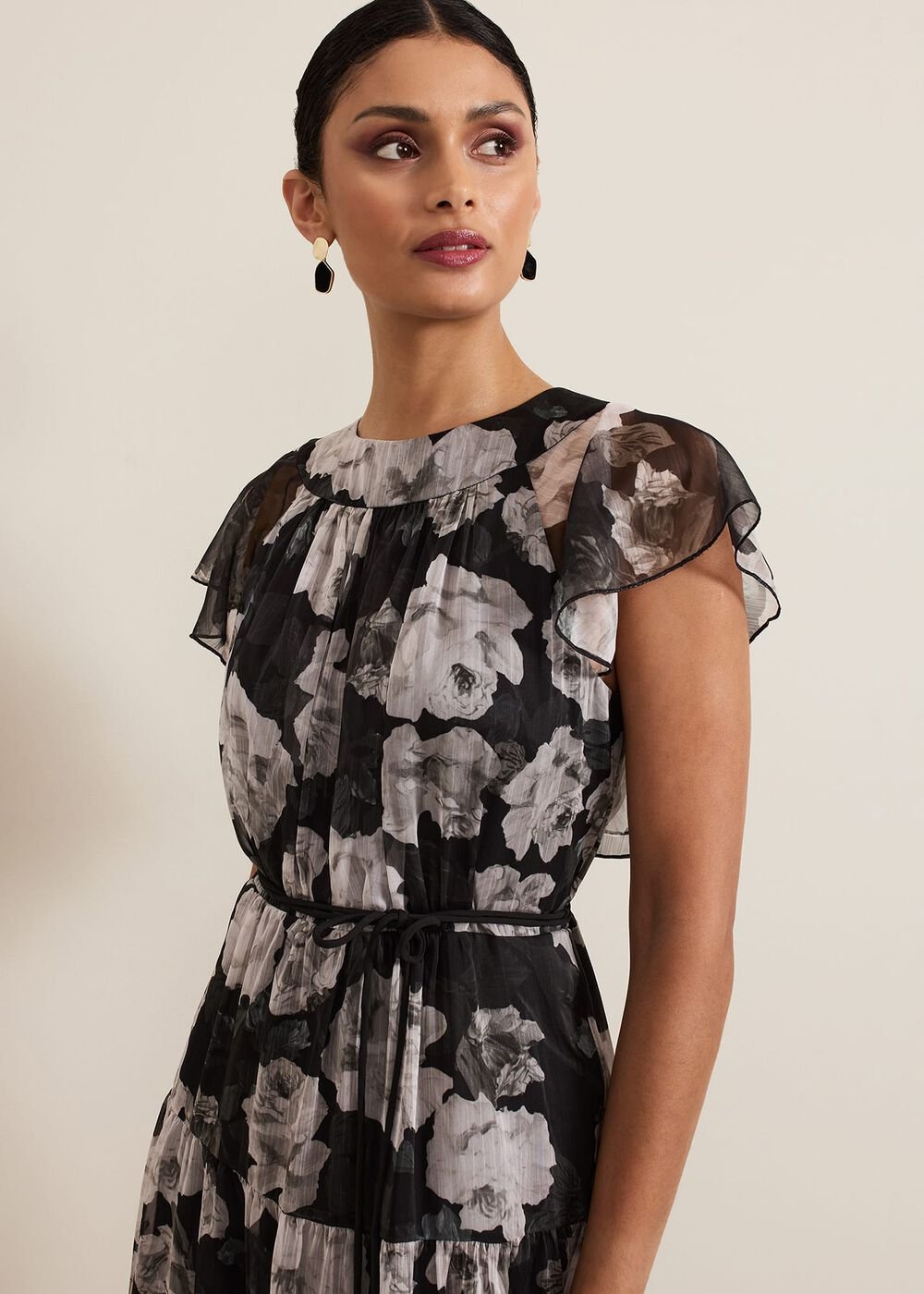 Jordine Floral Print Midaxi Dress Multi-Coloured