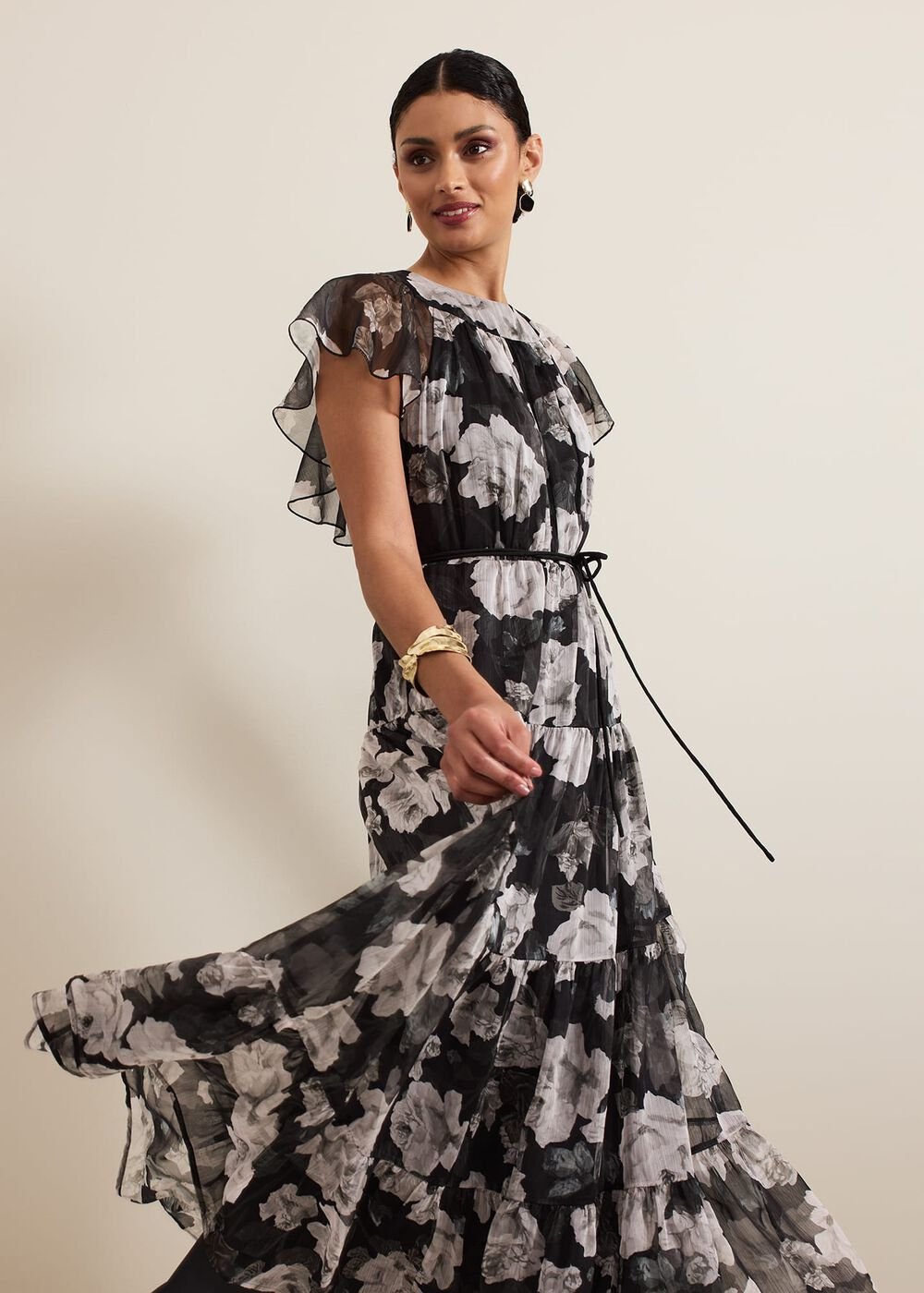 Jordine Floral Print Midaxi Dress Multi-Coloured