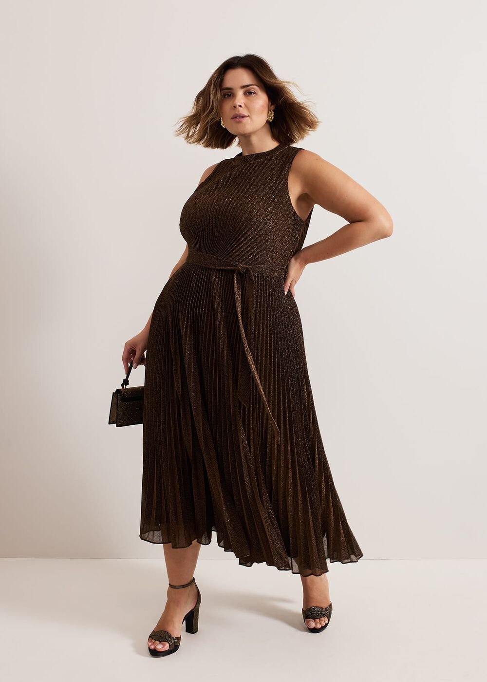 Simara Sparkle Pleat Dress Multi-Coloured