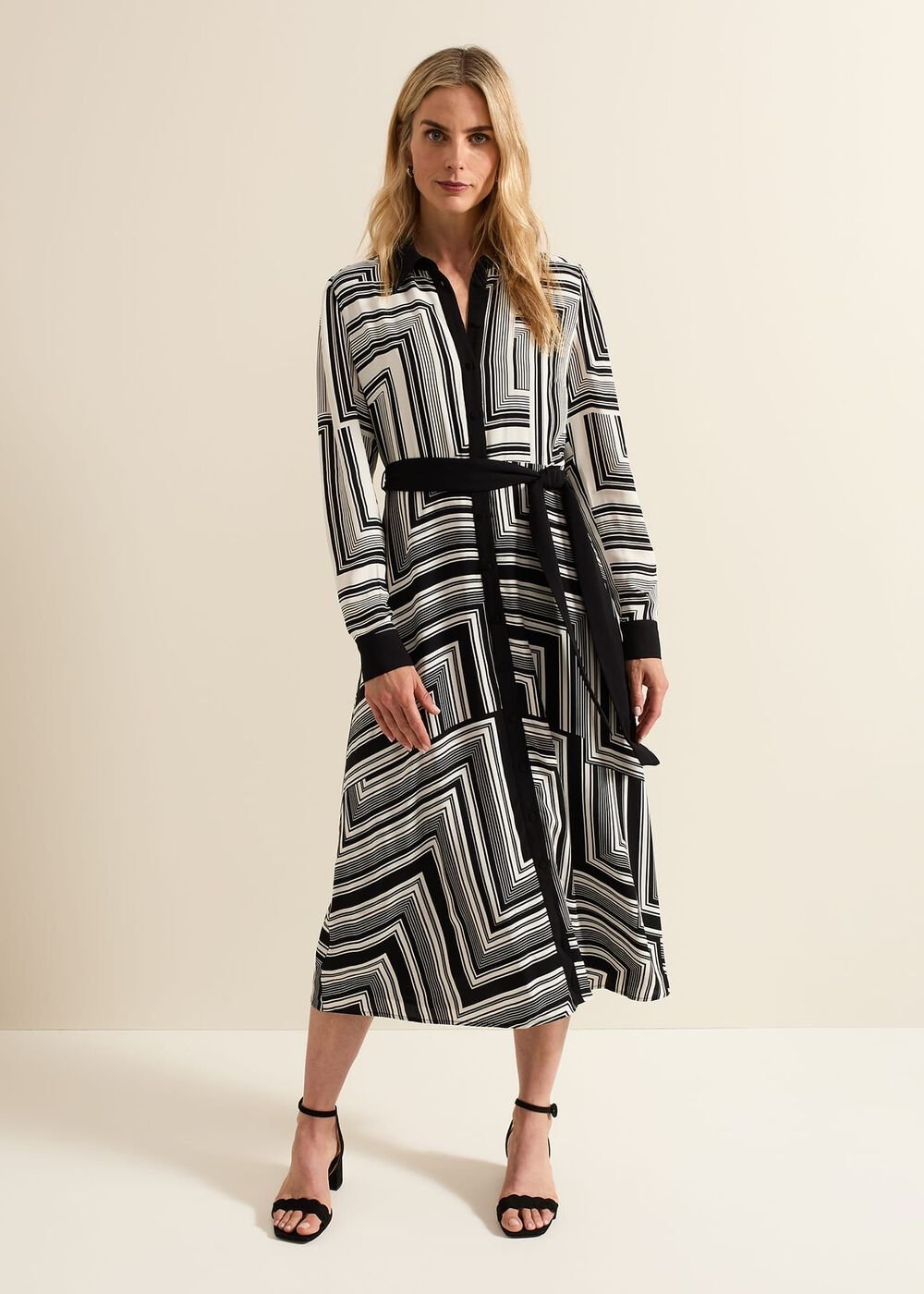 Pia Striped Midaxi Dress Black Multi