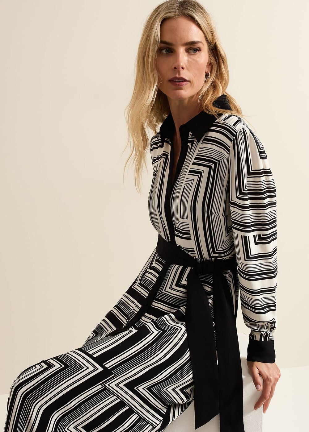 Pia Striped Midaxi Dress Black Multi