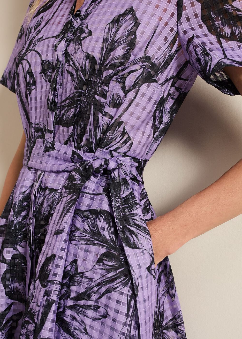 Natalie Lilac Floral Check Dress Lilac
