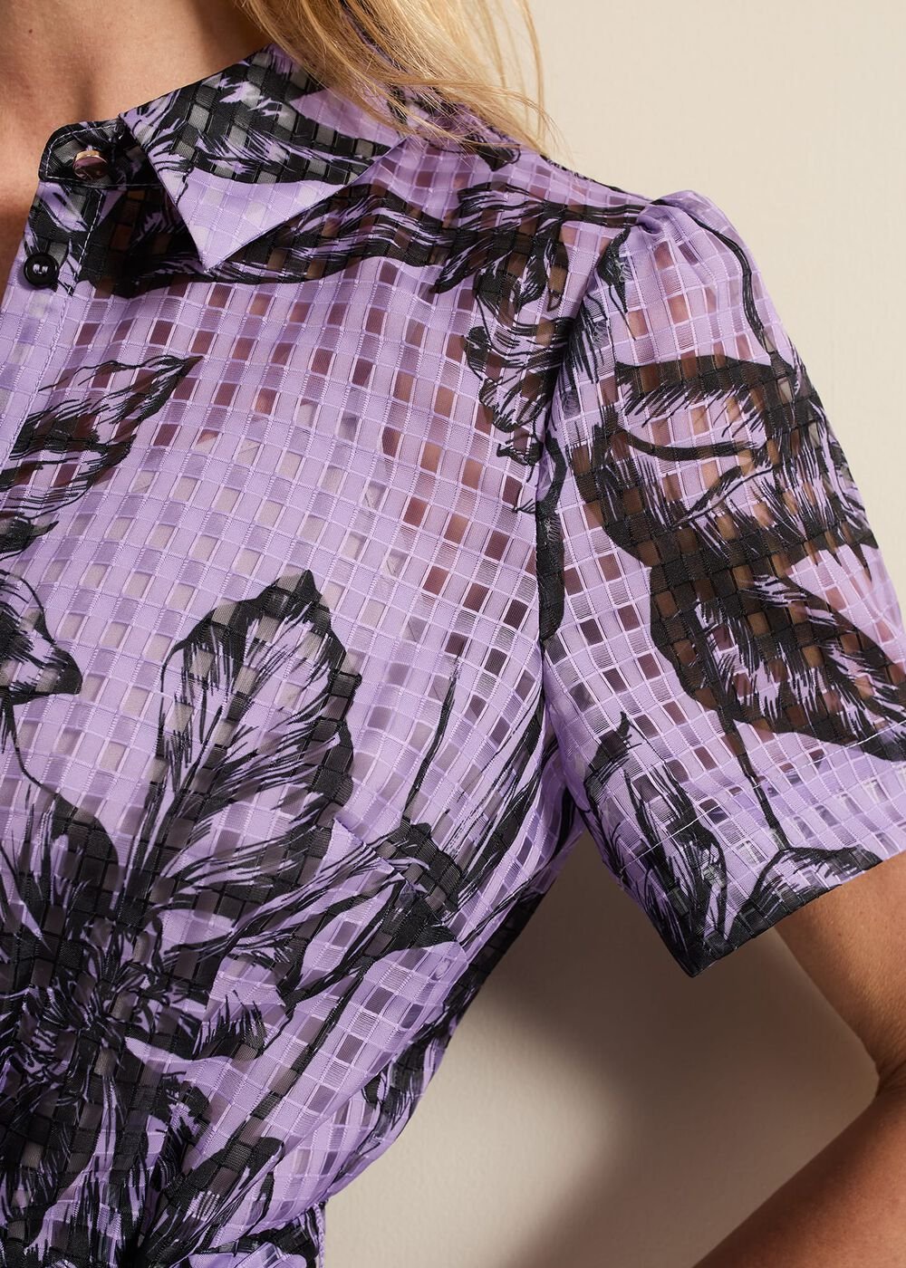 Natalie Lilac Floral Check Dress Lilac