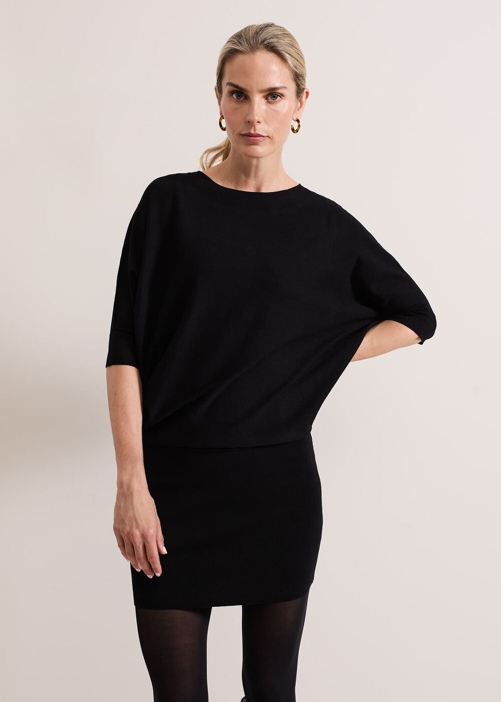 Becca Batwing Knitted Dress Black