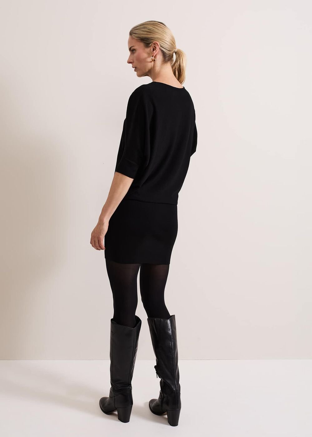 Becca Batwing Knitted Dress Black