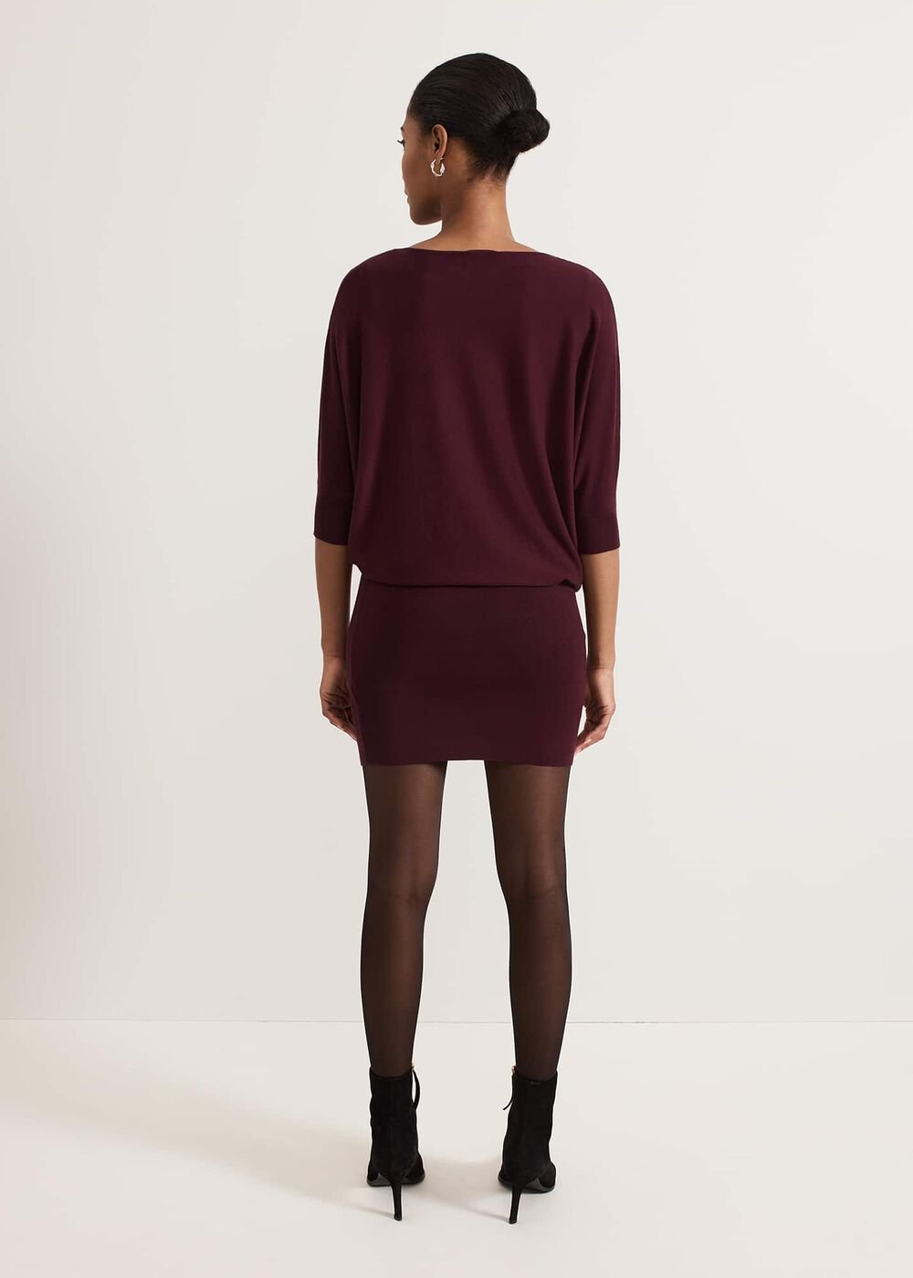 Becca Batwing Knitted Dress Burgundy