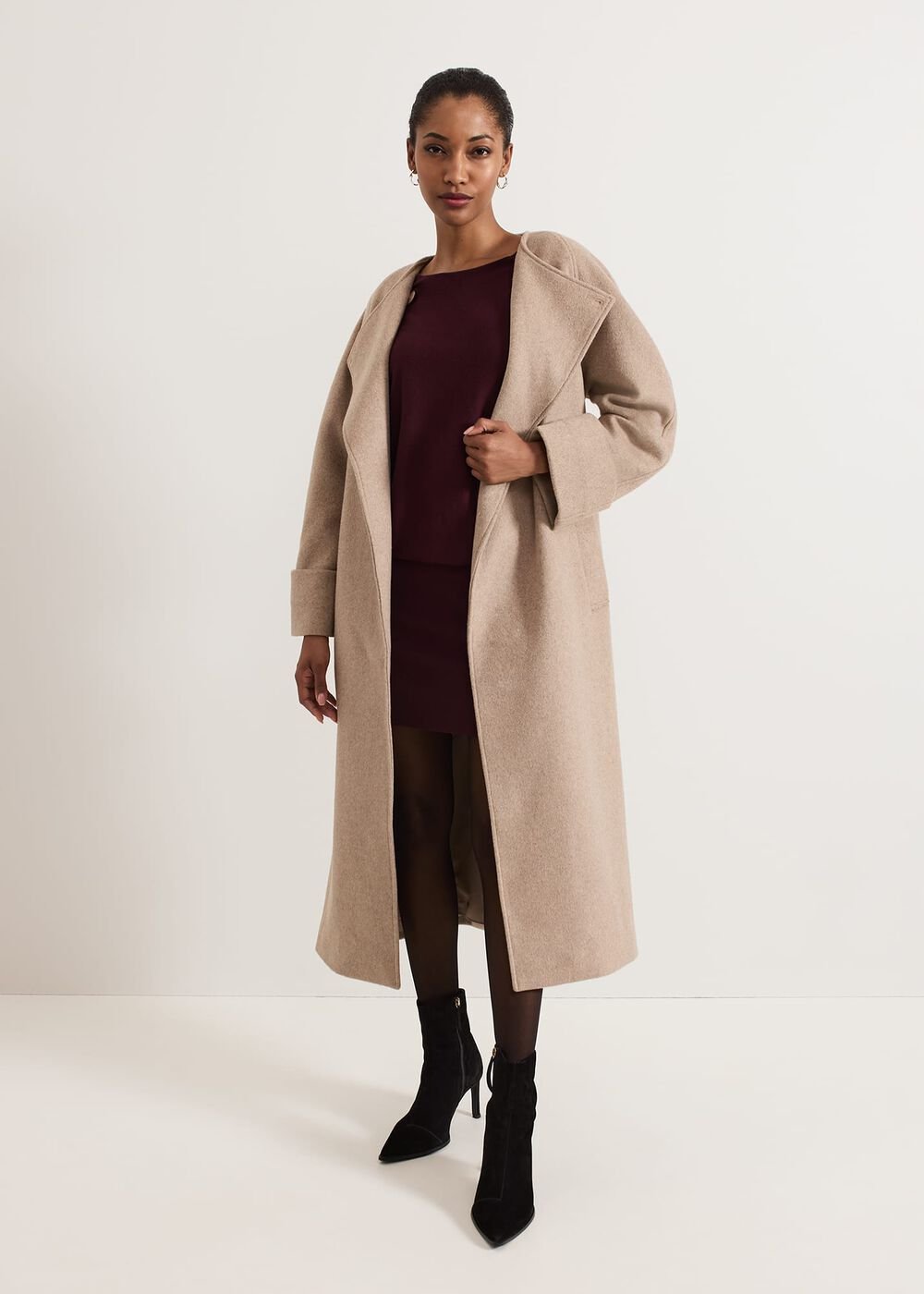 Becca Batwing Knitted Dress Burgundy
