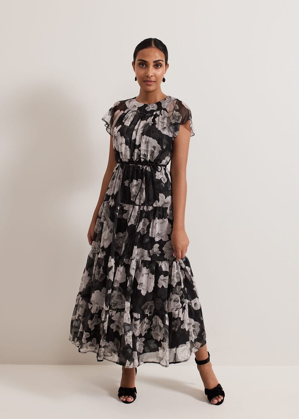 Petite Jordine Floral Print Midaxi Dress Multi-Coloured