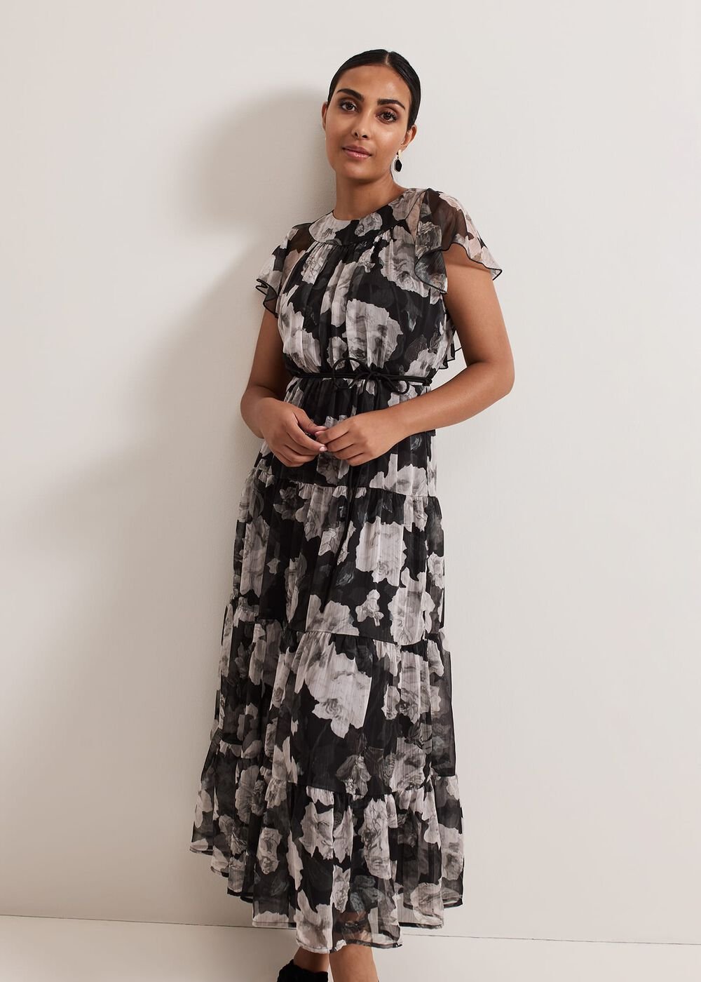 Petite Jordine Floral Print Midaxi Dress Multi-Coloured