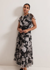 Petite Jordine Floral Print Midaxi Dress Multi-Coloured