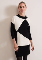Hetty Ripple Colour Block Tunic Black/Ivory