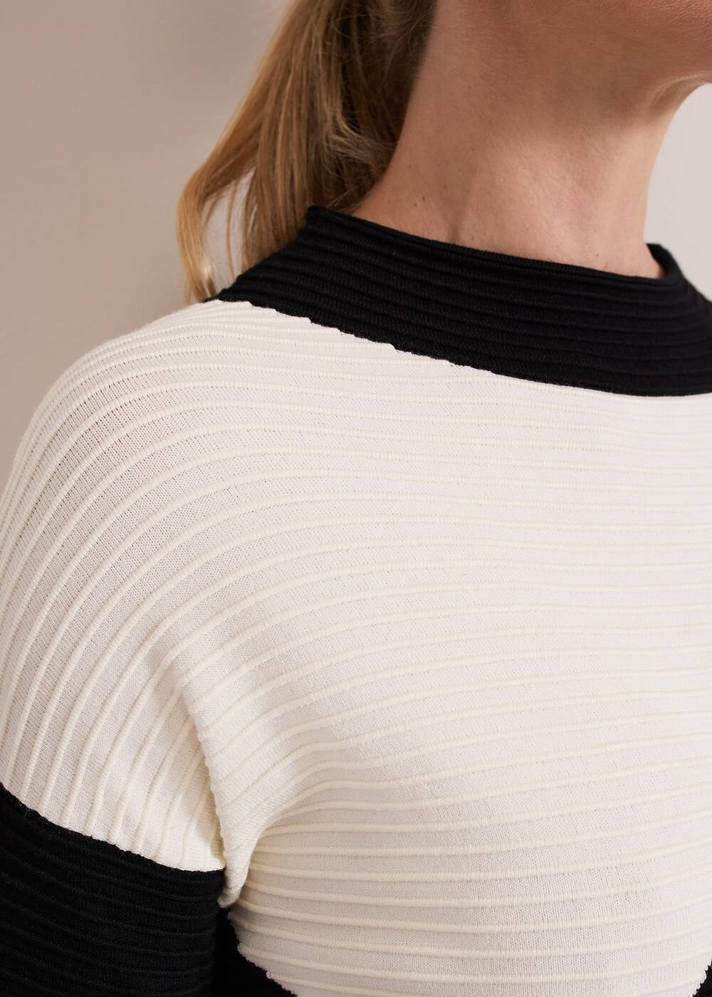 Hetty Ripple Colour Block Tunic Black/Ivory