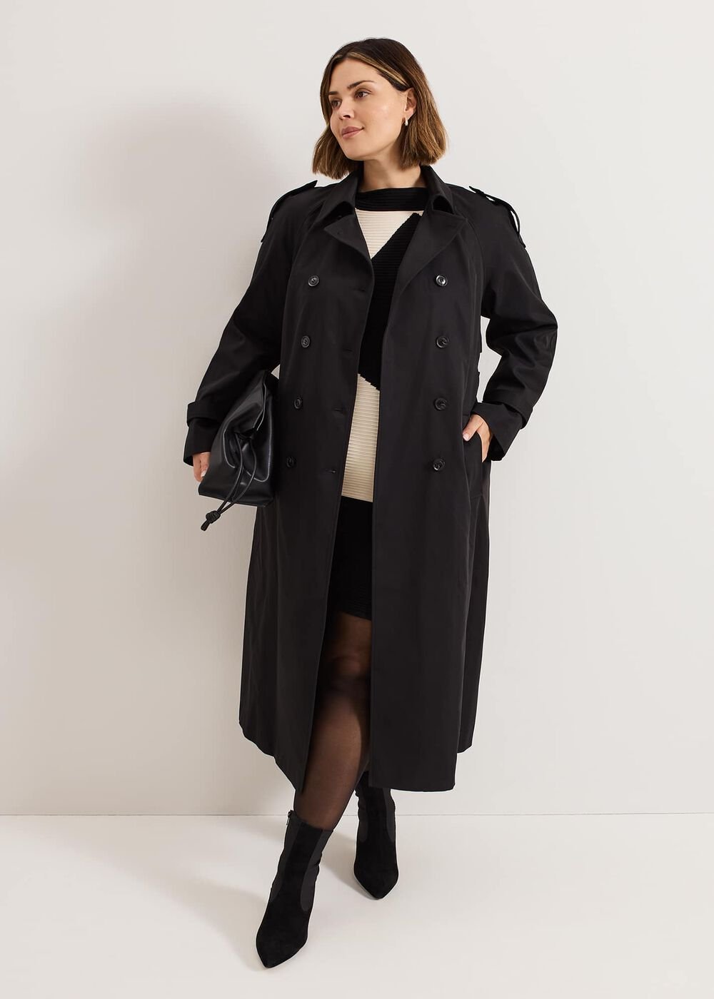 Hetty Ripple Colour Block Tunic Black/Ivory