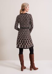Josie Jacquard Fit And Flare Swing Dress Black/Multi