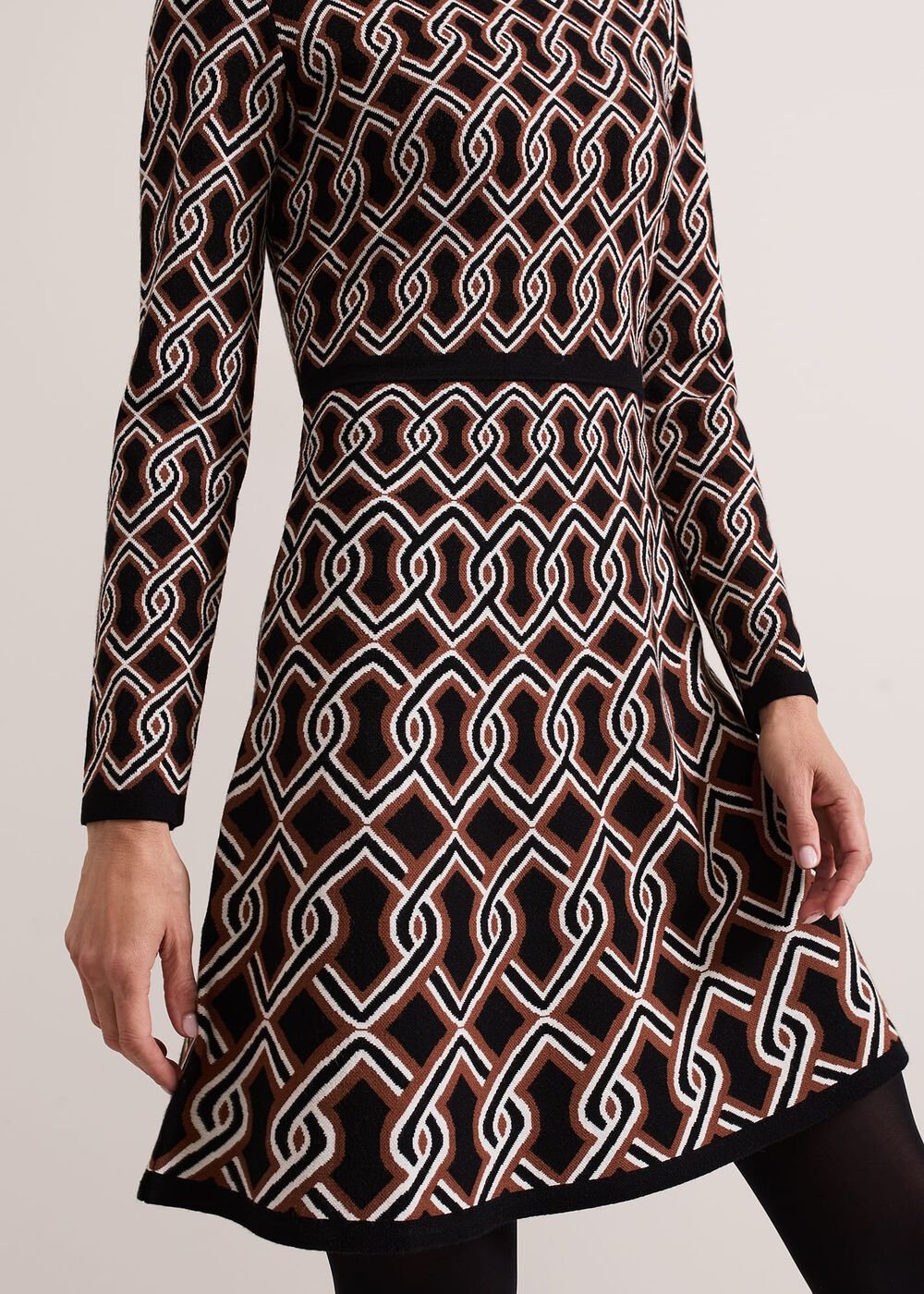 Josie Jacquard Fit And Flare Swing Dress Black/Multi