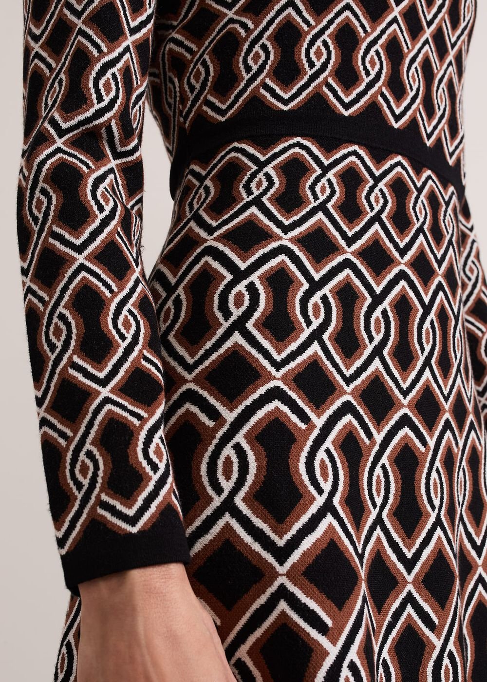 Josie Jacquard Fit And Flare Swing Dress Black/Multi