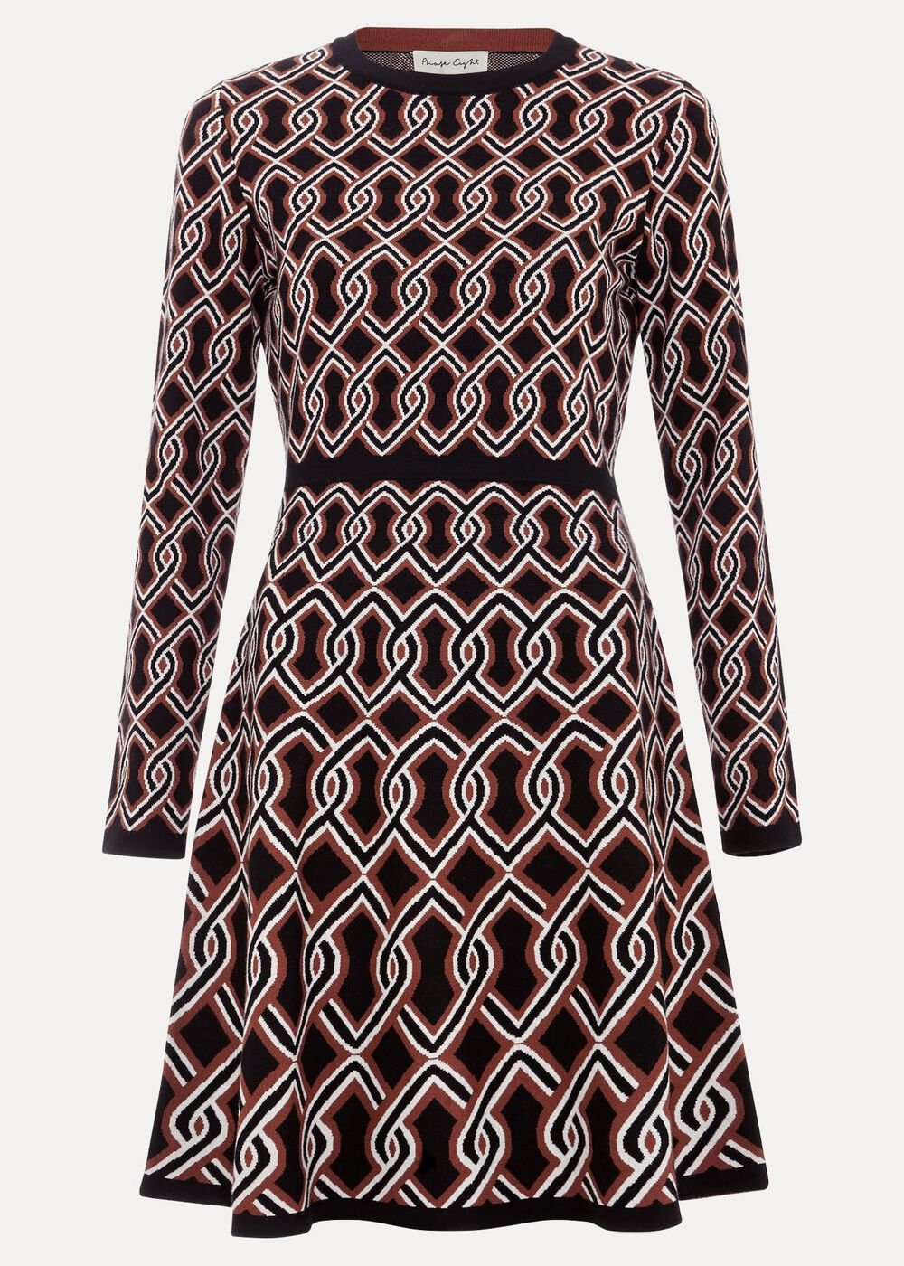 Josie Jacquard Fit And Flare Swing Dress Black/Multi