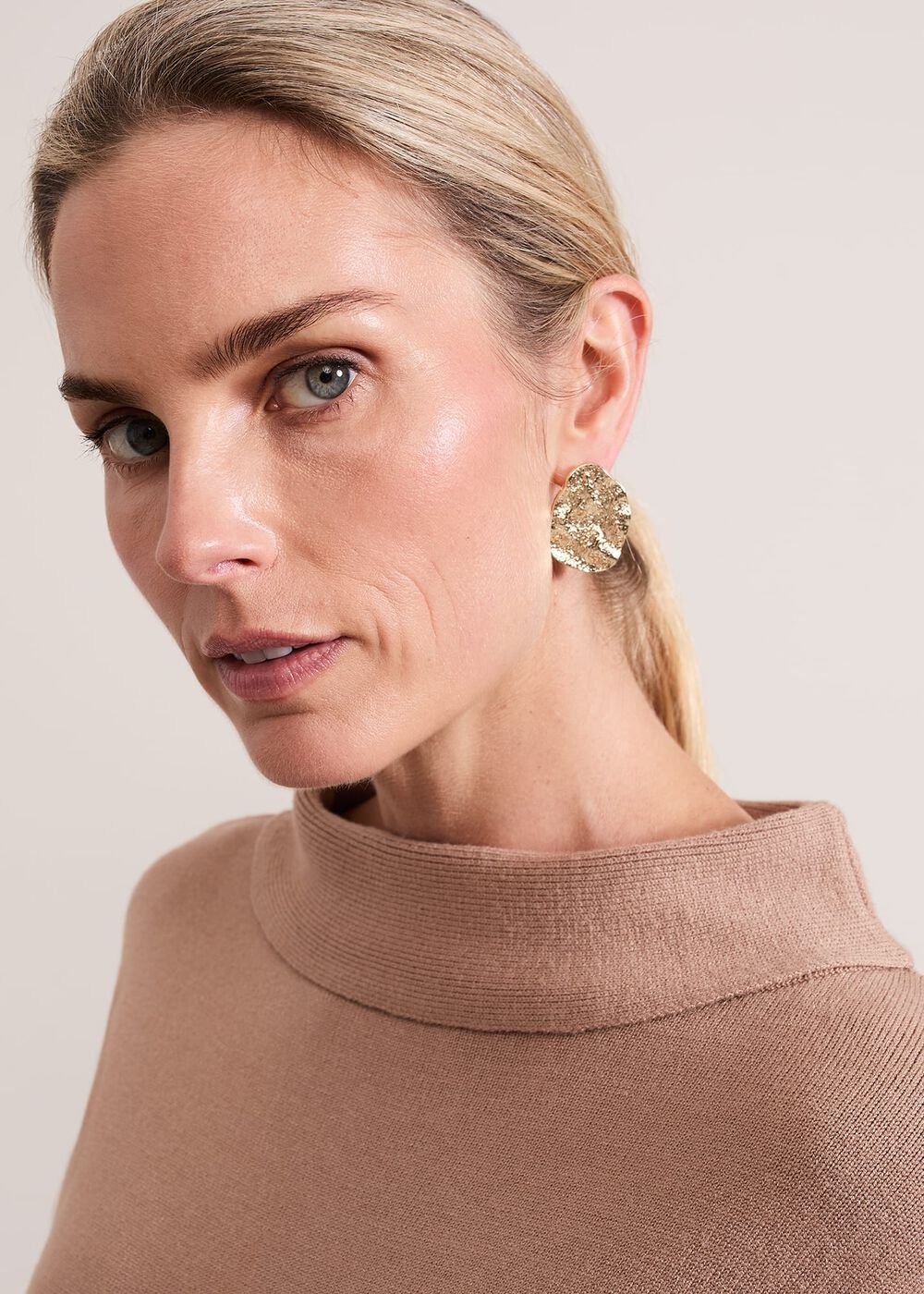 Skylar Funnel Neck Jumper Dress Camel