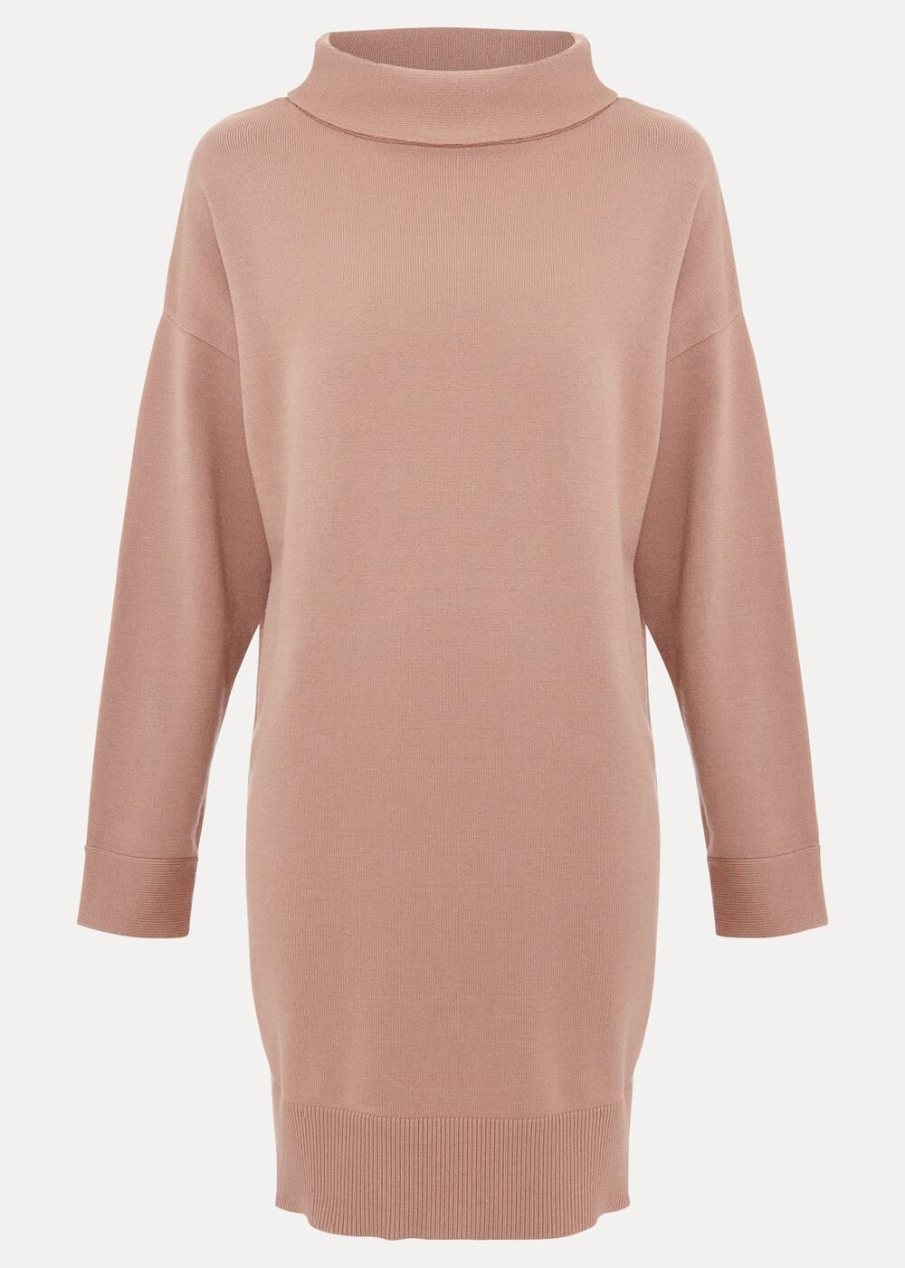 Skylar Funnel Neck Jumper Dress Camel