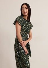 Lilani Shimmer Midi Dress Green