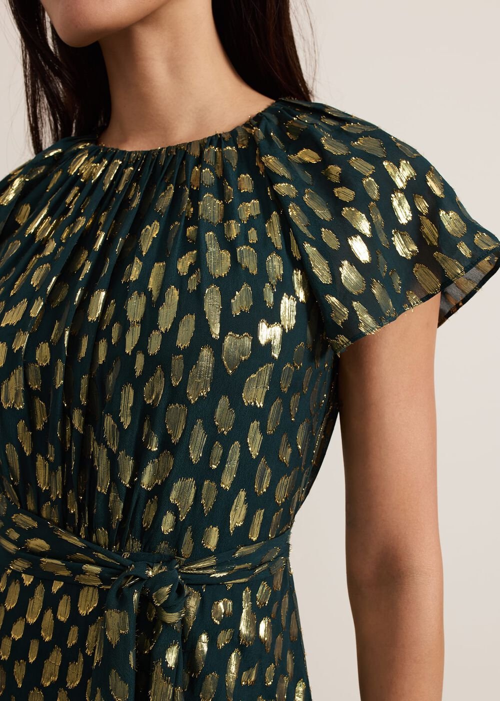 Lilani Shimmer Midi Dress Green