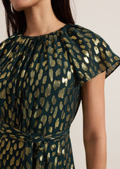 Lilani Shimmer Midi Dress Green