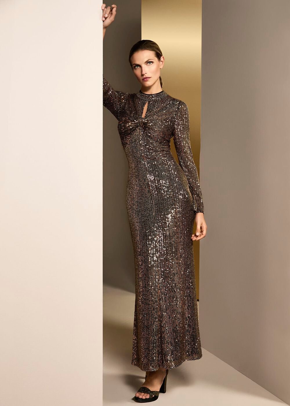 Renila Sequin Long Sleeved Maxi Dress Multi-Coloured