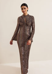 Renila Sequin Long Sleeved Maxi Dress Multi-Coloured