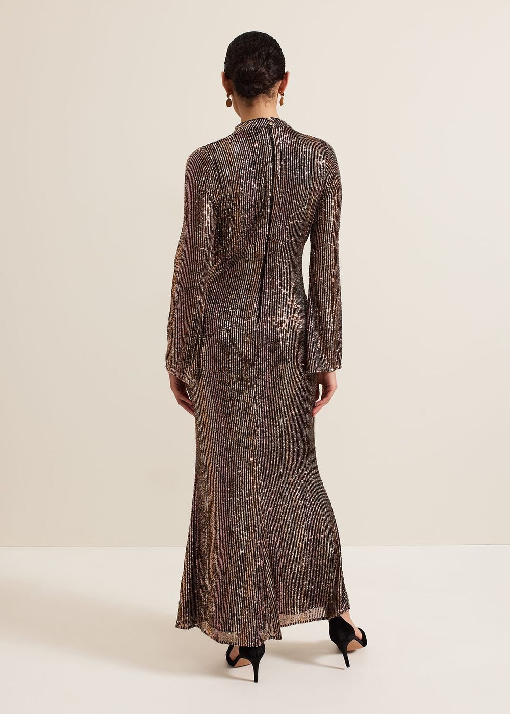 Renila Sequin Long Sleeved Maxi Dress Multi-Coloured
