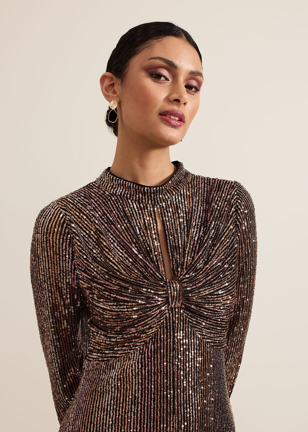 Renila Sequin Long Sleeved Maxi Dress Multi-Coloured
