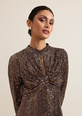 Renila Sequin Long Sleeved Maxi Dress Multi-Coloured