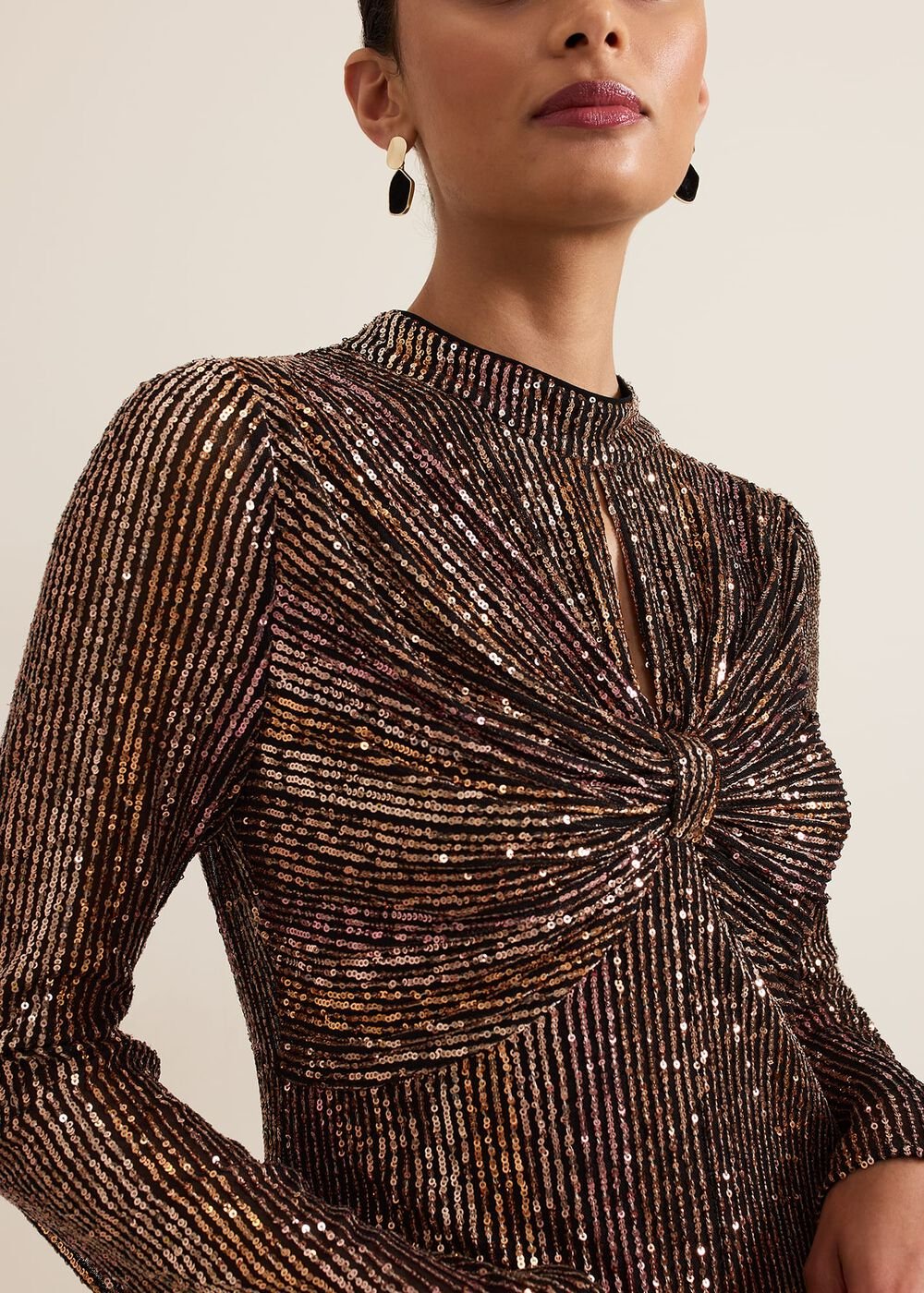 Renila Sequin Long Sleeved Maxi Dress Multi-Coloured