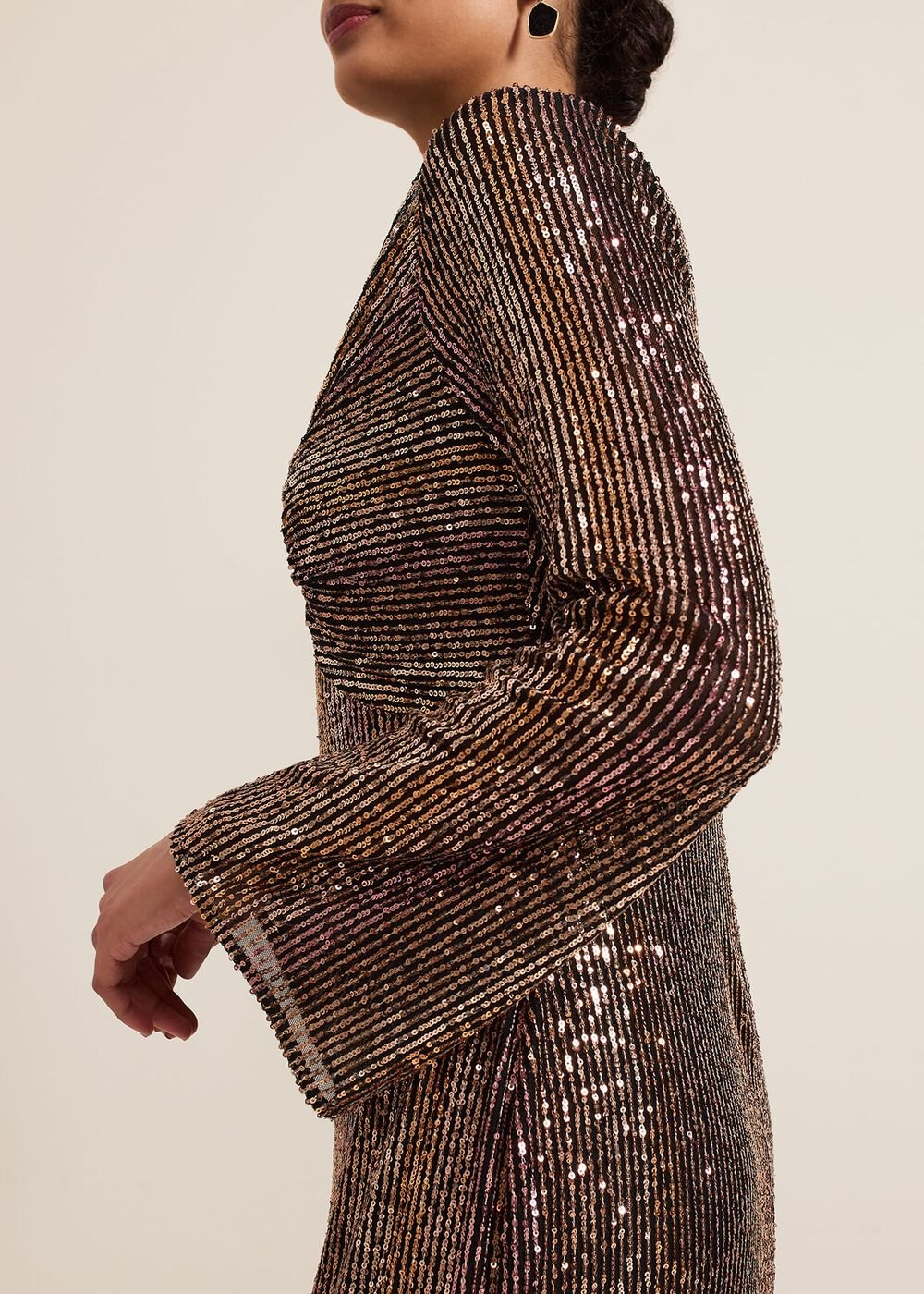 Renila Sequin Long Sleeved Maxi Dress Multi-Coloured