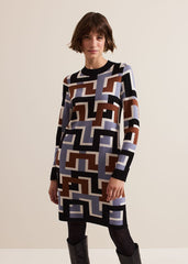 Brianna Jacquard Tunic Knitted Dress Multi-Coloured