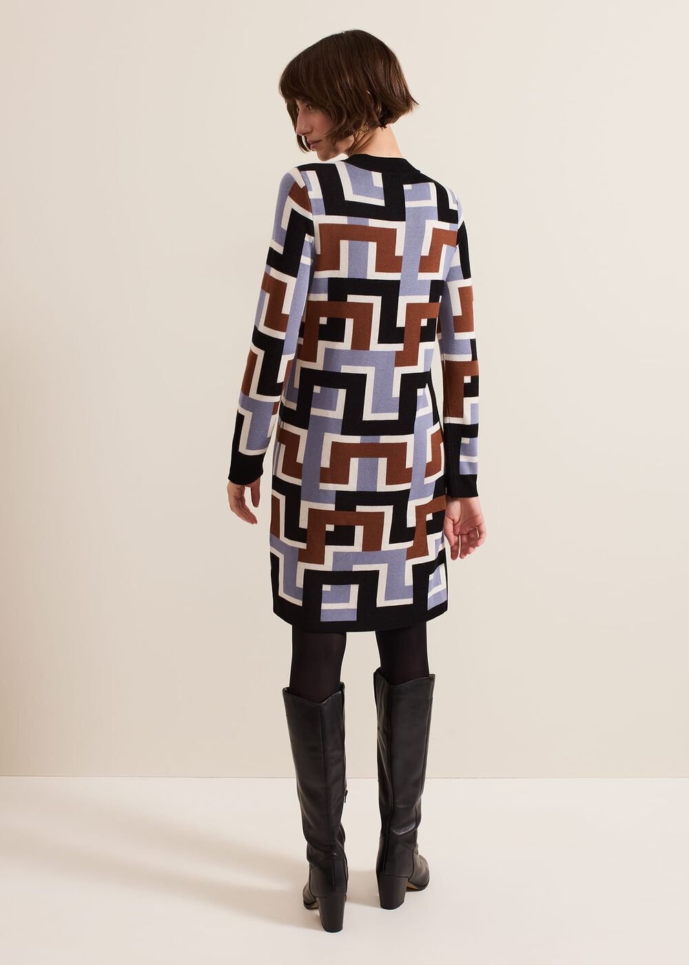 Brianna Jacquard Tunic Knitted Dress Multi-Coloured