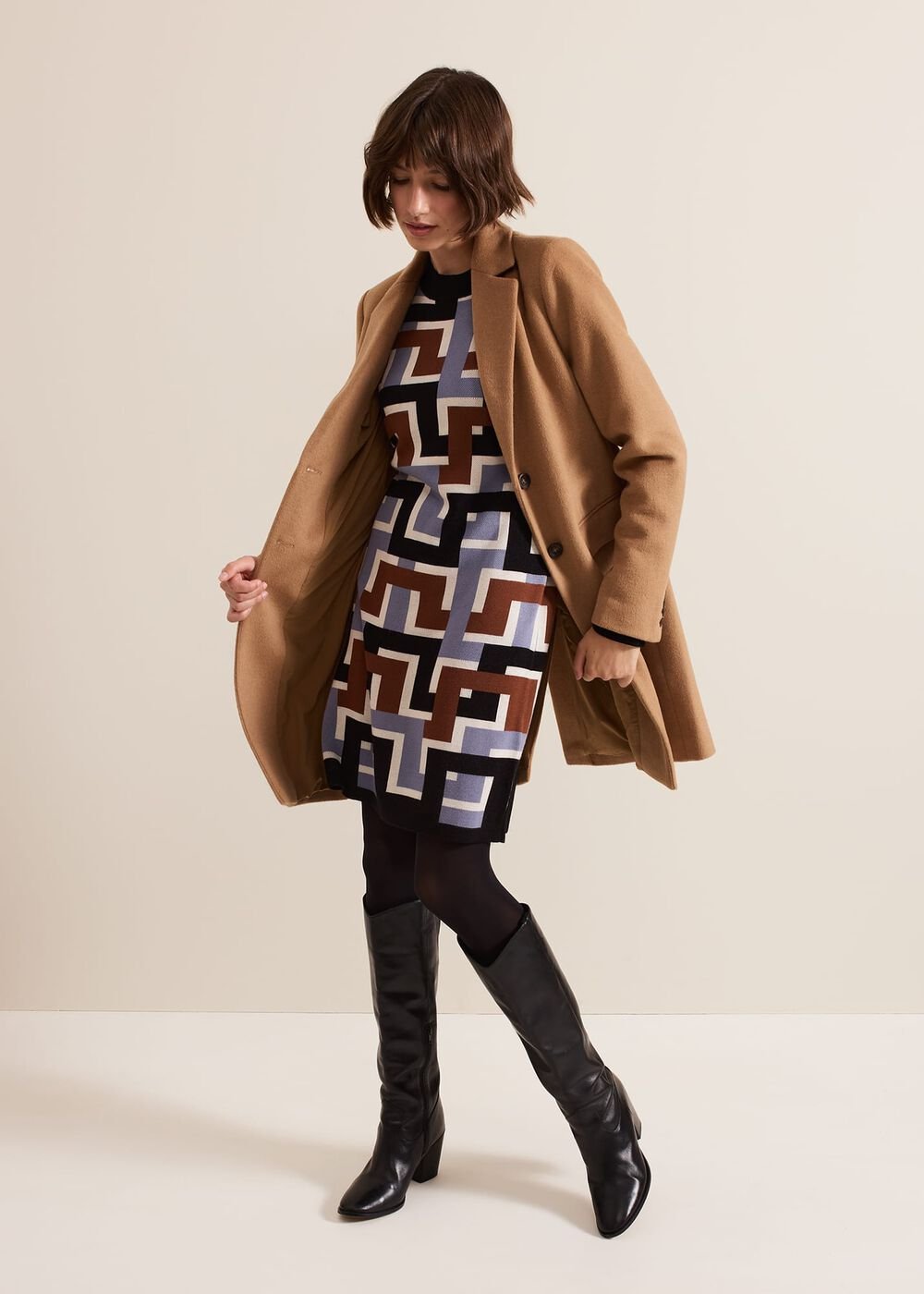 Brianna Jacquard Tunic Knitted Dress Multi-Coloured