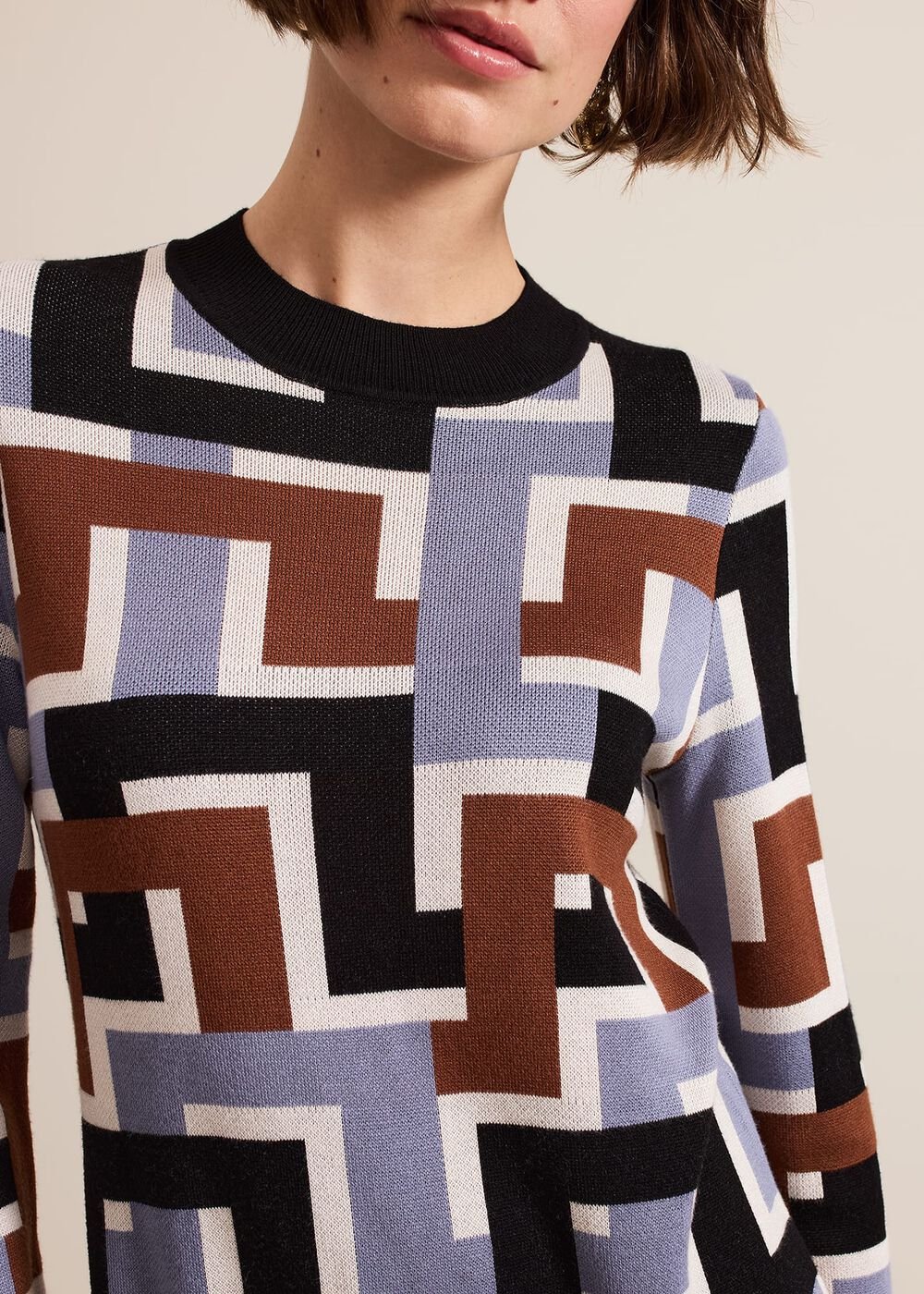 Brianna Jacquard Tunic Knitted Dress Multi-Coloured