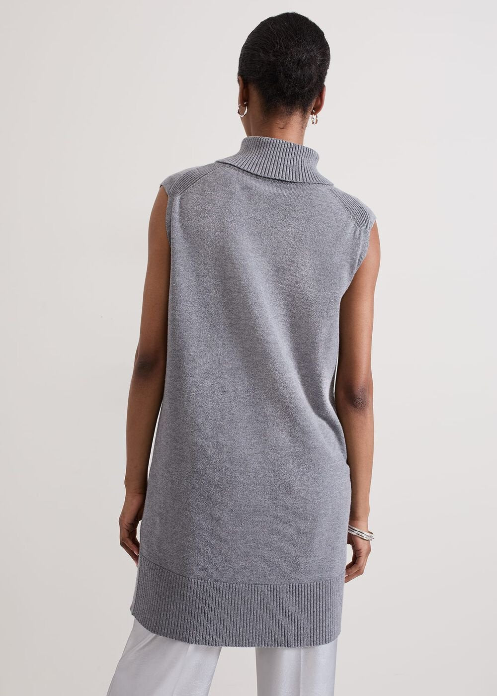 Mila Sleeveless Tabard Jumper Dress Grey
