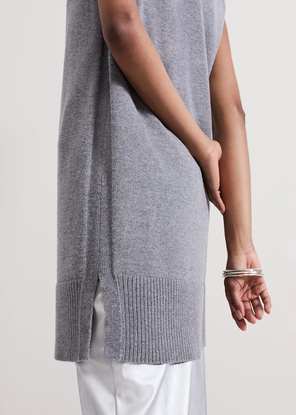 Mila Sleeveless Tabard Jumper Dress Grey