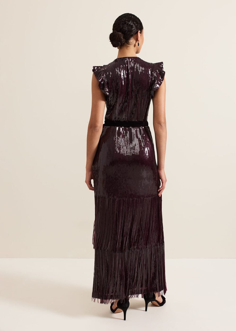 Chanai Sequin Wrap Maxi Dress Burgundy