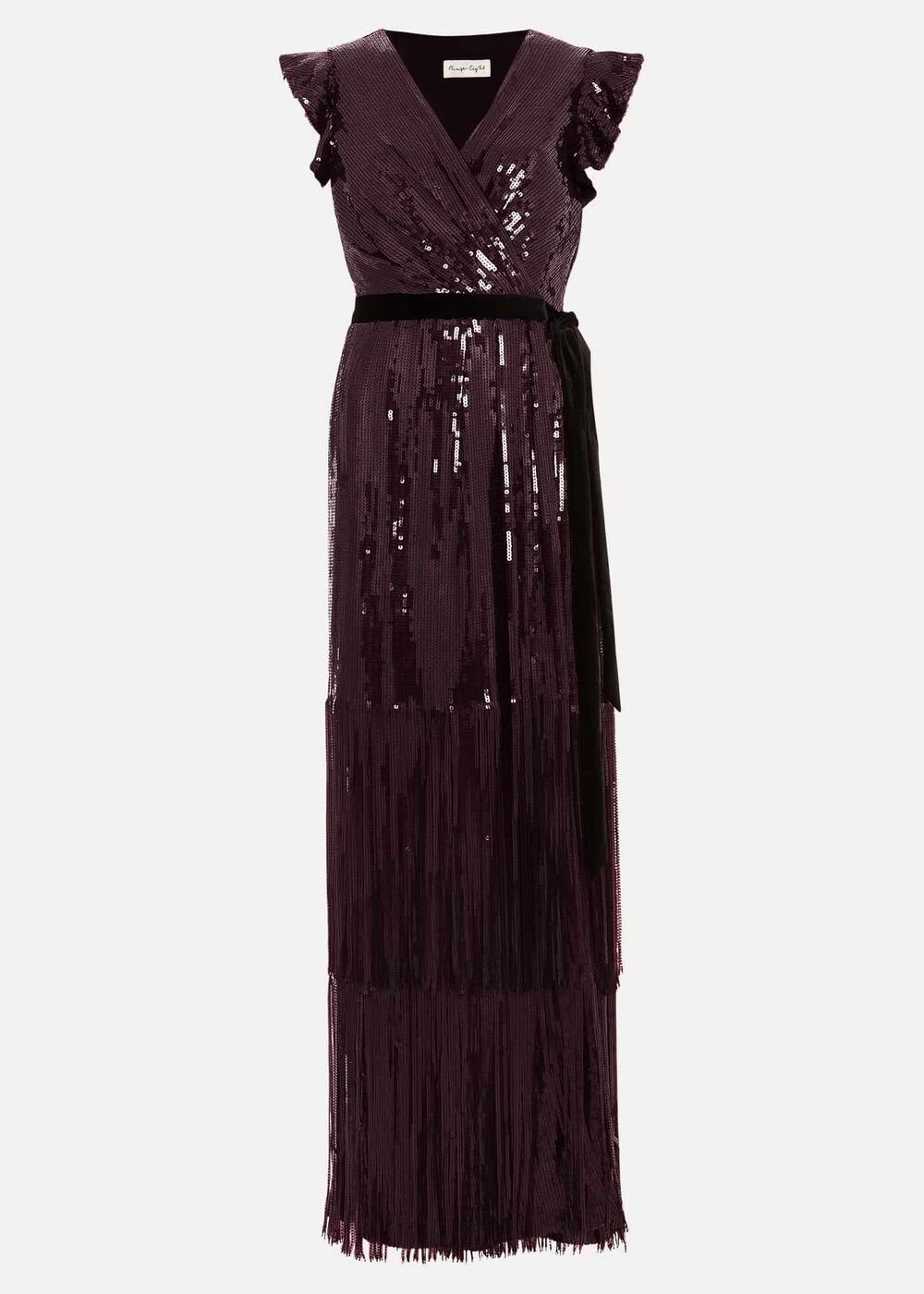 Chanai Sequin Wrap Maxi Dress Burgundy