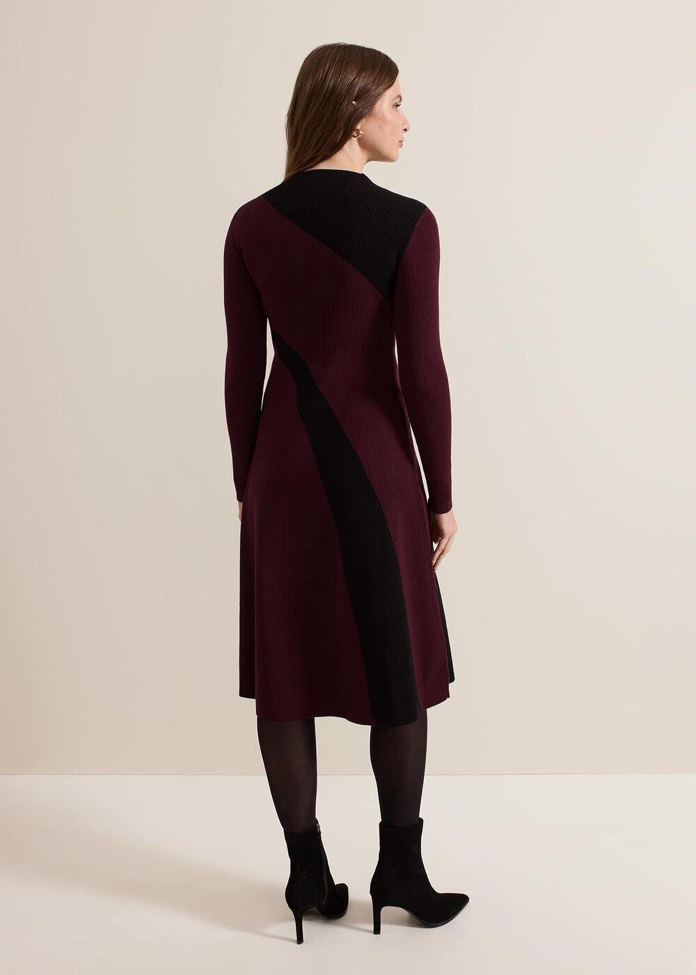 Petite Julie Fit And Flare Midi Dress Burgundy