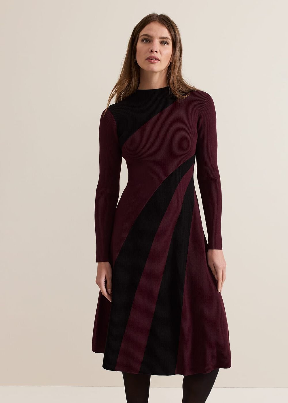 Petite Julie Fit And Flare Midi Dress Burgundy