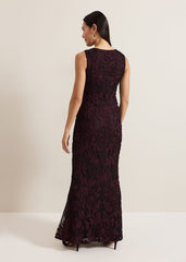 Montee Burgundy Tapework Maxi Dress Burgundy