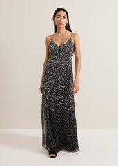 Alexia Sequin Embelished Maxi Dress Black