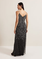 Alexia Sequin Embelished Maxi Dress Black